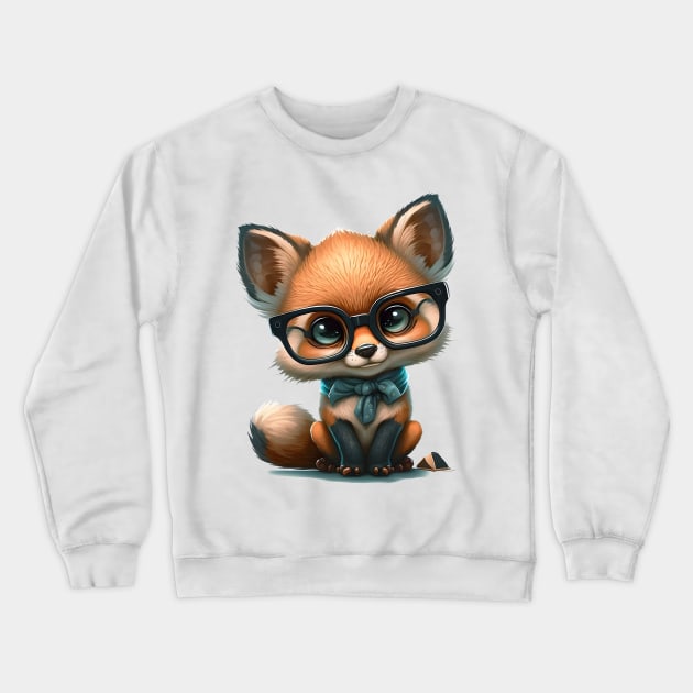 Cute clever cute cartoon - fox with glasses one T-Shirt Crewneck Sweatshirt by MLArtifex